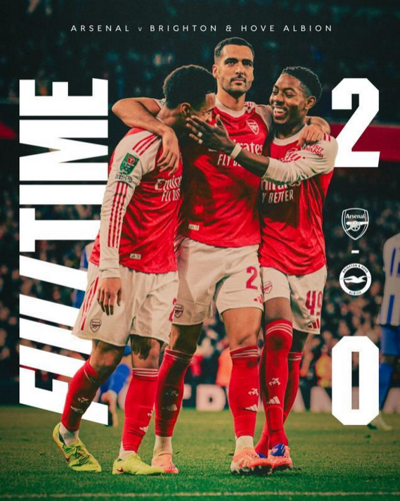 阿森纳 2-0 布莱顿晋级八强