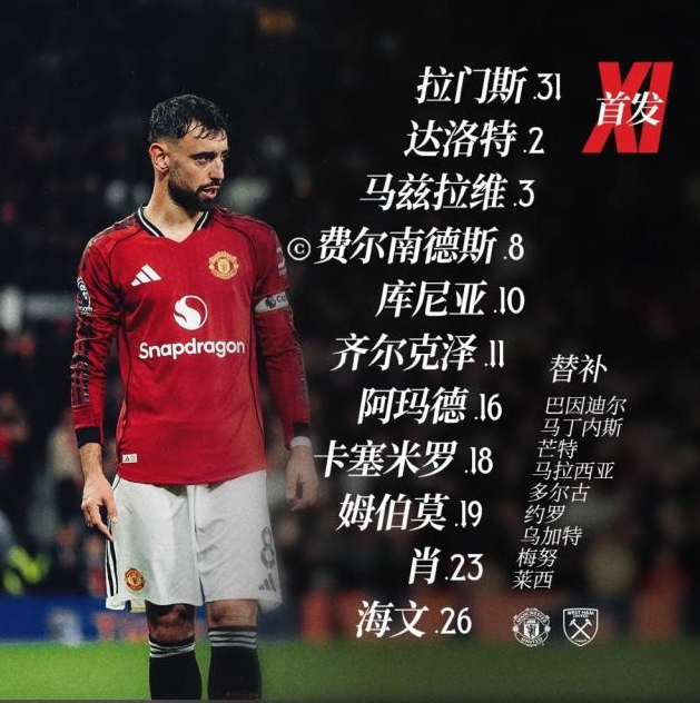 达洛特破门马加萨扳平 曼联 1-1 西汉姆 近 5 轮仅 1 胜