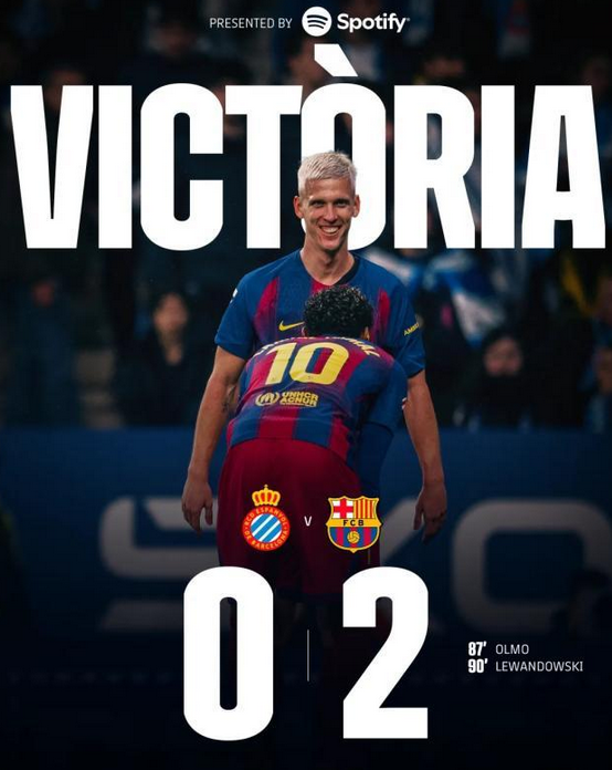 奥尔莫莱万破门 巴萨 2-0 赢加泰德比